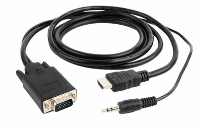 Gembird A-HDMI-VGA-03-6 video kabel adapter 1,8 m VGA, 3.5 mm Zwart