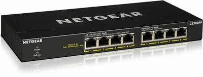 Netgear GS308PP Unmanaged Gigabit Ethernet (10/100/1000) Power over Ethernet (PoE) Zwart