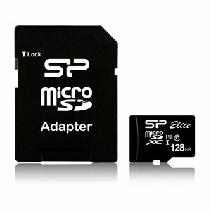 Silicon Power 128GB Elite MicroSDXC Class10 UHS-1 tot 85Mb/s incl. SD-adapter Zwart